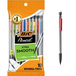 lot 721 image: 7 PIECES BIC Xtra-Smooth Mechanical Pencils with Erasers, Medium Point (0.7mm), 7 Count Pack, Bulk Mechanical Pencils for School or Office Supplies - Retail $3