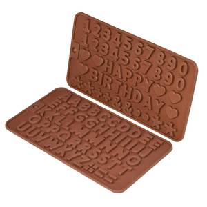 lot 734 image: Murong Silicone Letter Number Molds,Reusable Chocolate Molds with Happy Birthday Cake Decorating Symbols(Brown 2pcs) - Retail $7