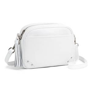 lot 735 image: befen Small White Crossbody Purses for Women Genuine Leather Embossed Design Bags Travel Anti-theft Cross Body Bag with Built in RFID Locking - Retail $42