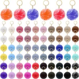 lot 736 image: Hicarer 100 Pcs Colorful Pom Poms Keychain Bulk Fuzzy Ball Keychains Pompoms Keyring for Girls Women DIY Thank You Gifts(2.4 Inch) - Retail $25