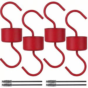 lot 743 image: Metal Ant Moat for Hummingbird Feeders (4 Pack), Ant Guard Hook with Leak-Proof Design, Includes 4 Cleaning Brushes, Weather-Proof Red Metal Hooks for Outdoor Bird Feeding Supplies - Retail $8