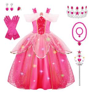 lot 754 image: Meland Princess Costume for Girls - Light up Halloween Princess Dress for Girl, Dress Up Outfit for Christmas & Birthday Gift(Pink,5-6 Years) - Retail $29