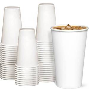 lot 769 image: GUSTO 16 oz Disposable White Paper Cups 100 Count Hot Coffee Cups - Retail $22