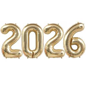 lot 790 image: Champagne Gold 2026 Balloons, 40 Inch 2026 Number Balloon Foil New Year Balloon Numbers for New Years Eve Party Graduation Party Decoration - Retail $7
