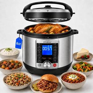 KINGBULL 14-in-1 Electric Pressure Cooker 6 Quart, Stainless Steel Multi Cooker with LCD Display, Slow Cooker, Rice Cooker, Steamer, SautÃ©, Yogurt Maker, Warmer, DIY Mode, Black - Retail: $90
