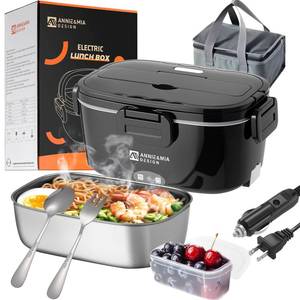 lot 793 image: Annie & Mia Design 50-Ounce Electric Lunch Box for Adults, Portable Food Warmer for men Heated Lunch Box for Adults, HomeCarOfficeTruck Use, Lonchera El�ctrica Port�til - Retail $30