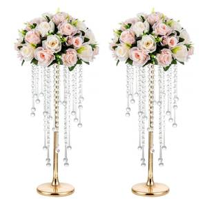 lot 797 image: NUPTIO Tall Gold Centerpiece for Table, Metal, 21.7, 2 Pcs - Retail $36