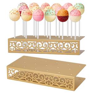 lot 802 image: GLASSWINDS 2Pcs Gold Metal Cakepop Stand Display Lollipop Holder Stand - Retail $21