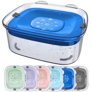 lot 803 image: AONKEY 3L Dog Water Bowl No Spill, 101oz Large Spill Proof Dog Bowl Reduce Refill, Anti Splash No Mess Dispenser Dripless Slow Drinking Water Bowl for Sloppy Messy Drinkers (Navy Blue) - Retail $20