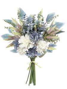 lot 809 image: Aoztio Blue White Fake Artificial Flowers Bouquet, Silk Floral Arrangements - Retail $17