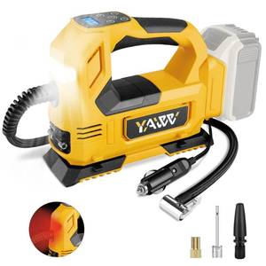 YAWV Cordless Tire Inflator Air Compressor Compatible with Dewalt 20V Battery,160PSI Portable LED Light Handheld Pump with Digital Pressure Gauge Cars Motorcycles Bikes Balls(Battery Not Included) - Retail: $33