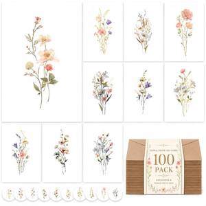 lot 815 image: XXINMOH 10 PACK Blank Cards with Envelopes, Blank Greeting Cards 4x6, Beautiful Blank Greeting Cards, Elegant Floral Note Cards with Peel-and-Seal Envelopes, Empty Stationary Set For All Occasions - Retail $13