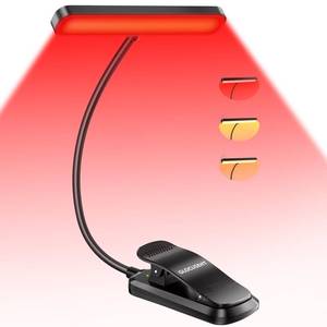 lot 817 image: Glocusent 630nm Red Light Reading Light, 26 LED Zero Blue Light Book Lamp - Retail $13