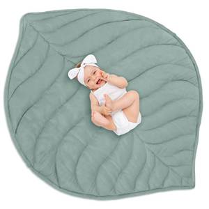 lot 818 image: Funtery Baby Play Mat 56 x 42 Inch Cotton Crawling Cushion Cotton Nursery Rug Large Thick Soft Reversible Washable Folding Floor Playpen Mat Nursery Decor Rug for Girls Boys(Green,Leaf) - Retail $27