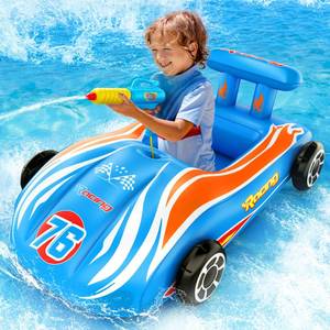 lot 822 image: FLOAT ONLY MISSING WATER GUNPool Floats Kids Toys with Water Gun - Inflatable Ride-on Pool Toys for Kids Ages 4-8 Race Car Toddlers Pool Float Summer Outdoor Swimming Pool Toys Games for Boys Girls Fun Summer Water Toys - Retail $29