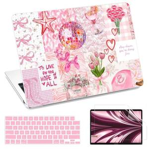 lot 835 image: AKIT for MacBook Air 13 inch Case M5 M4 M3 M2, Aesthetic Pink - Retail $19