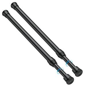lot 839 image: MEXAU 2PCS Small Tension Curtain Rod 11 to 19 Inch,Black Short Curtain Rods No Drilling,Loaded Expandable Spring Curtain Rods for Kitchen,Closet,Cupboard,Door,Bookshelf - Retail $10