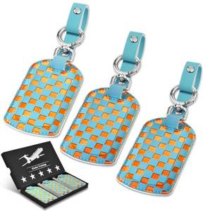 lot 871 image: Luggage Tags for Suitcases Travel Accessories Leather Luggage Tag 3 Pack TSA Approved Airplane Travel Essentials for Women, Bag Tags for Luggage Long Flight Must Haves Travels Gift Airport Essentials - Retail $10
