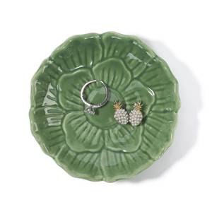 lot 895 image: YZMICSTAR Flower Ring Dish Holder,Jewelry Dish Tray,Small Trinket Tray,Jewelry Plate Bowl,Key Bowl,Decorative Plate,Birthday Gifts for Women Mom Friends,Ceramic Green - Retail $8