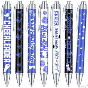 lot 917 image: Sayglossy 13 Pcs Cheerleader Gift Bulk Cheer Ballpoint Pens Cheerleading Black Ink Retractable Writing Pens for Team Sport Party Favors Senior Night Gifts(Blue White) - Retail $12