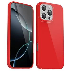 lot 934 image: Svanove for iPhone 16 Pro Case Silicone, Glossy Soft Rubber Gel Jelly Cute Protective Plastic Simple Plain Phone Case Cover for Women Girl, Slim Thin Flexible Shockproof TPU, Red - Retail $7