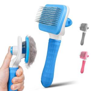 lot 941 image: PWOD Dog & Cat Brush, Self Cleaning Slicker Brush for Pets Shedding - Retail $8