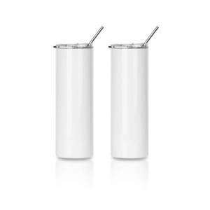 lot 943 image: PYD Life 2 Pack Sublimation Blanks Tumblers Straight Skinny 20 OZ - Retail $17