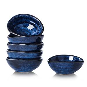 lot 962 image: vicrays Ceramic Dipping Sauce Bowls �� Small Charcuterie Dip Cups Cooking Prep Condiment Oil Dish Mini Tapas Plates for Soy Sushi Salsas Wasabi Appetizer Dessert - Set of 6 Blue - Retail $24