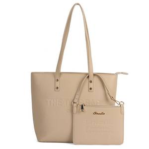 lot 971 image: Chinllo Tote Bag for Women, Medium Top Handle Handbags Purse Set with Clutch Bag (D.Cream) - Retail $29