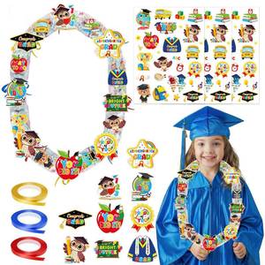 lot 975 image: Hokinaa Kindergarten Graduation Decorations Leis - 31 Pcs Class of 2026 Candy Lei Ribbon Paper Cards Plastic Bags Stickers Congrats Grad Party Gift Stuff Accessories Essentials Signs Photo Booth Props - Retail $10