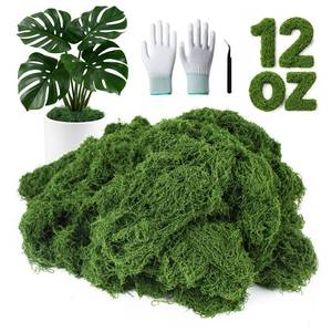 lot 979 image: MGLIFEUL 12oz Fake Green Moss for Plants Indoor with Gloves and Tweezers - Retail $12