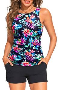 lot 996 image: Tankini Swimsuits with Shorts - Tummy Control Bathing Suits with Pockets M - Retail $38