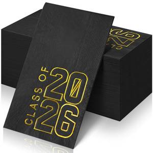 lot 998 image: 100pcs Class of 2026 Graduation Napkin Congrats Grad Disposable Paper Cocktail Napkin Hand Towels for 2026 High School University College Graduation Party Decorations (Black Gold) - Retail $14