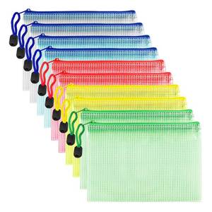 lot 999 image: AUSTARK 10 Pcs Zipper File Bags, Waterproof Plastic Mesh Pouch for Office School, Board Game Storage Bags (B6 Size 7.6x5.3, Multicolored) - Retail $11