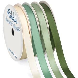 lot 1004 image: Ribbli Sage Green Satin Ribbon 38 Inch x 4 Rolls Total 40 Yards- IvorySageDusty SageMoss Green Ribbon for Wrapping and Craft - Retail $10