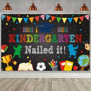 lot 1006 image: Kindergarten Nailed It Backdrop Banner Kindergarten Graduation Backdrop Banner Decorations Class of 2026 Last Day of Kindergarten Graduation Party Background Decoration Photo Booth Props - Retail $9