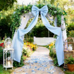 lot 1010 image: Extra Long Satin Blue Bow for Coquette Room Decor,70x20 Inch Bow Wall Decor for Valentines Day Bachelorette Bridal Shower Wedding Birthday Decorations - Retail $20