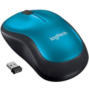 lot 1020 image: Logitech M185 Compact Ambidextrous Wireless Mouse with Rubber Grips - Blue - Retail $16