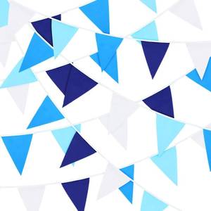 lot 1021 image: MARFOREVER 30 Pcs Blue and White Pennant Banner Flags Pary Decorations - Retail $9