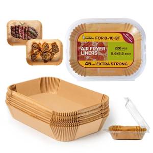 lot 1022 image: Katbite Air Fryer Liners Disposable - 8.6x5.5 130PCS Rectangle Paper Liners, Thick Airfryer Parchment Paper Liners for Dual Air Fryer, DZ201, DZ401, FG551 - Retail $54