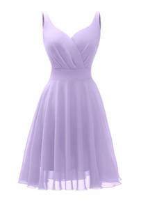 lot 1028 image: Dressever Summer Cocktail Dress V-Neck Adjustable Spaghetti Strap Chiffon Sundress Lavender M - Retail $34
