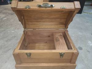 Large Wood Storage Trunk with Metal Hardware and Handles