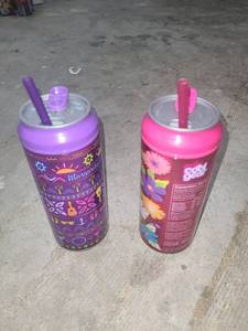lot 33 image: Cool Gear 2-Pack Insulated Drink Bottles with Straws Purple Pink