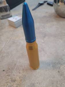 lot 46 image: Bullet-Shape Two-Piece Novelty Pipe Blue and Gold Finish