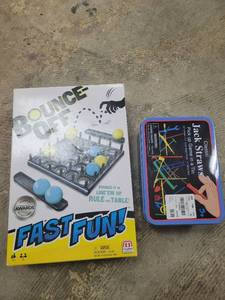lot 57 image: Mattel Games Lot Fast Fun Bounce Off and Jack Classic Pick Up Straw