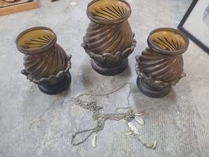 lot 60 image: 3 Decorative Pendant Light Fixtures with Chain Hardware