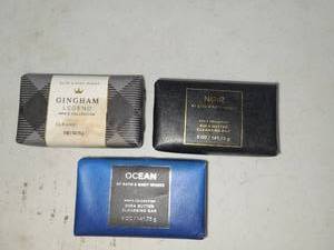 lot 103 image: Lot of 3 Soap Bars Ocean Gingham Noir Cleansing