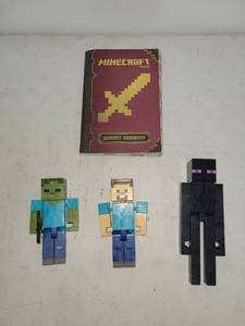 lot 126 image: Minecraft Combat Handbook with 3 Action Figures