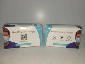 lot 148 image: MolMas Guard Disposable Facemask 50-Count Box. 2 boxes
