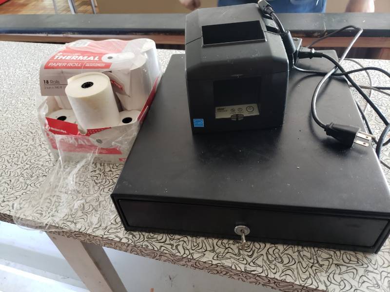 lot 3020 image: Cash drawer, receipt printers and paper